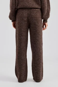 Women CLO-BOT-TRO-KTW Knit Wide Leg Embroidered Jogger - Chocolate