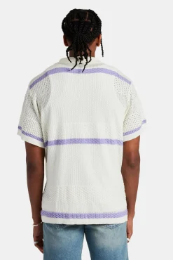 CLO-TOP-SHIR-KTW Knitted Button Front Shirt - Purple