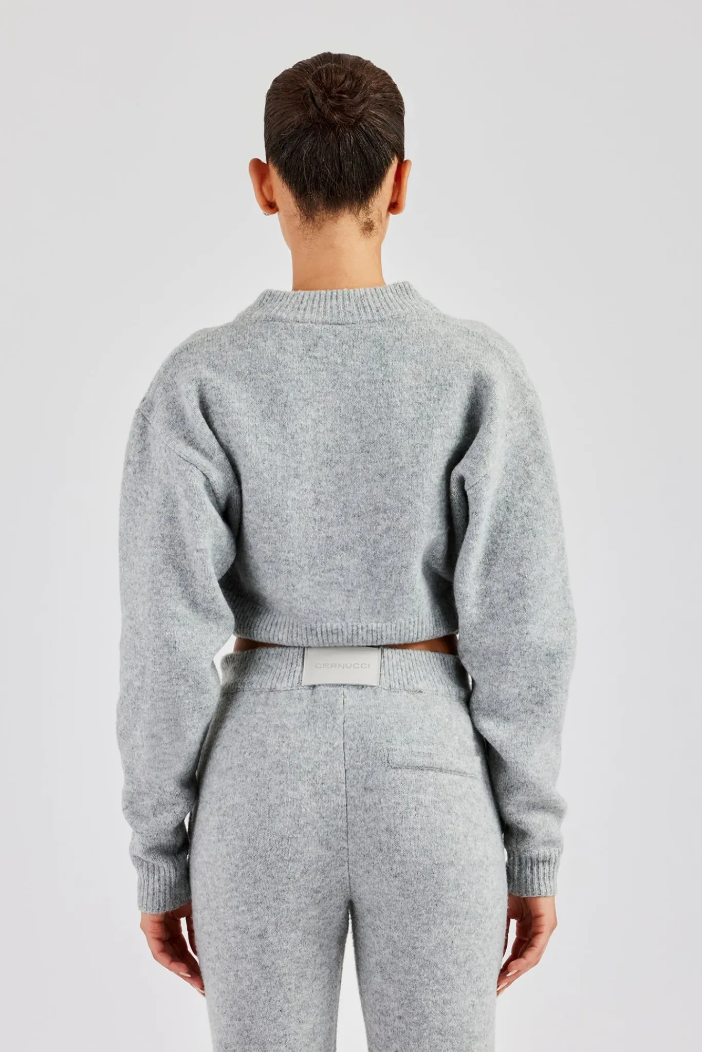 Women CLO-TOP-KTW Knitted Cropped Cardigan - Grey