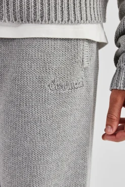 CLO-BOT-TRO-KTW Knitted Embroidered Straight Leg Jogger - Grey