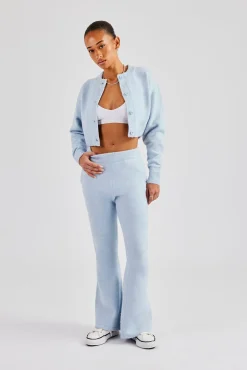 Women CLO-BOT-TRO-KTW Knitted Flare Trouser - Baby Blue