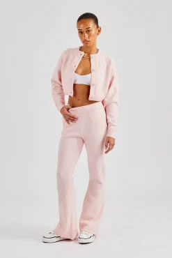 Women CLO-BOT-TRO-KTW Knitted Flare Trouser - Baby Pink