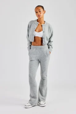 Women CLO-BOT-TRO-KTW Knitted Flare Trouser - Grey