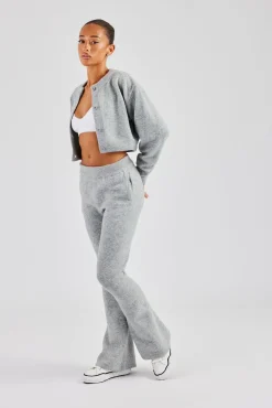 Women CLO-BOT-TRO-KTW Knitted Flare Trouser - Grey