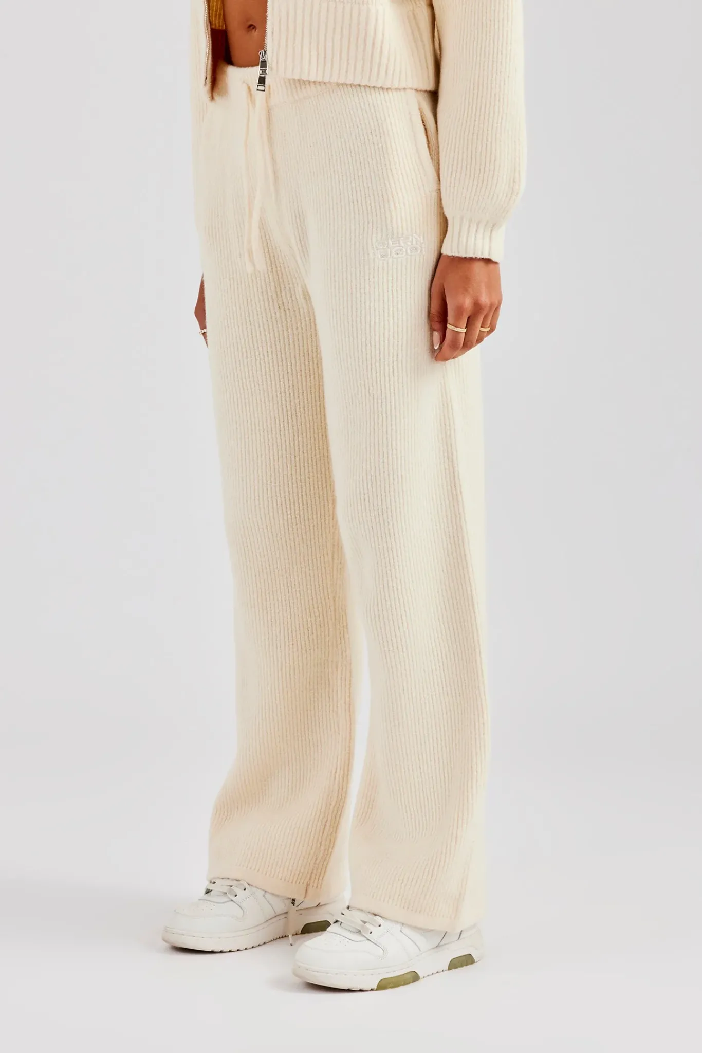 Women CLO-BOT-TRO-KTW Knitted Straight Leg Trouser - Oatmeal