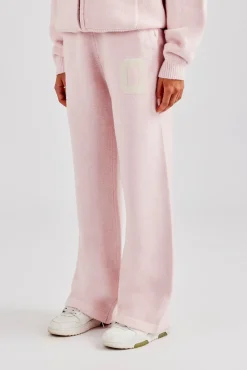 Women CLO-BOT-TRO-KTW Knitted Wide Leg Jogger - Baby Pink
