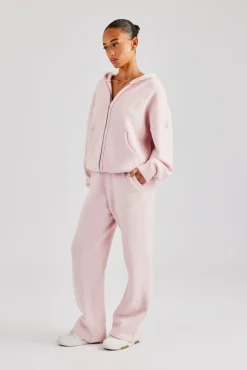 Women CLO-BOT-TRO-KTW Knitted Wide Leg Jogger - Baby Pink