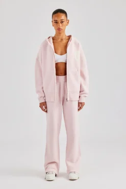 Women CLO-BOT-TRO-KTW Knitted Wide Leg Jogger - Baby Pink