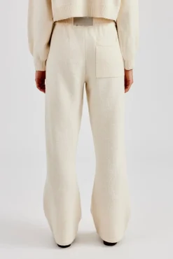 Women CLO-BOT-TRO-KTW Knitted Wide Leg Jogger - Ecru