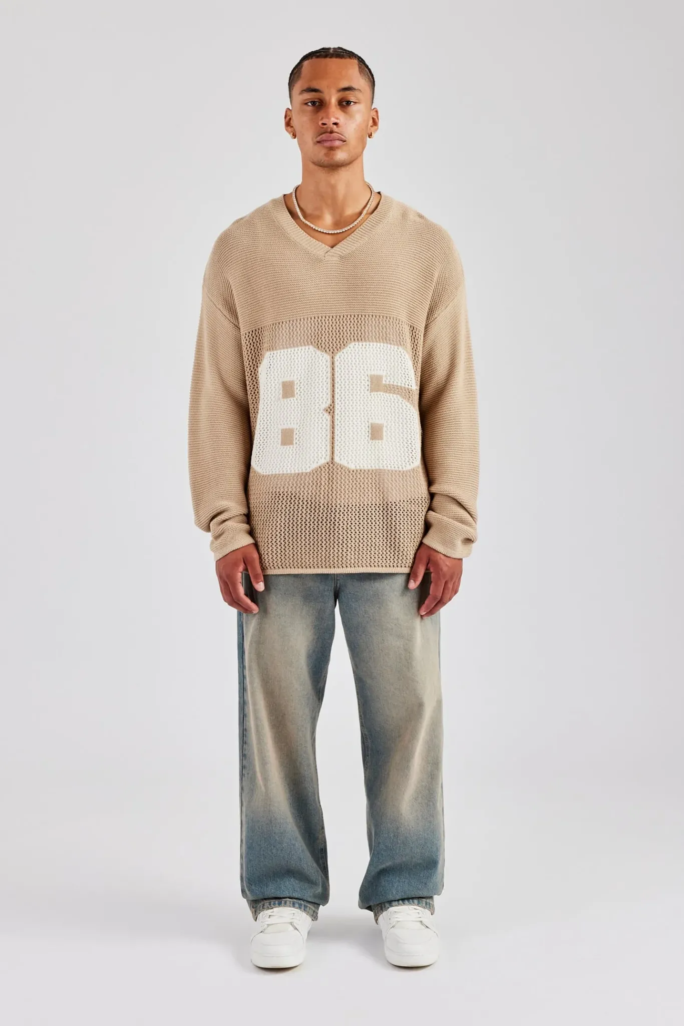 CLO-TOP-HS-SWE-KTW Long Sleeve 86 Knit Varsity - Taupe