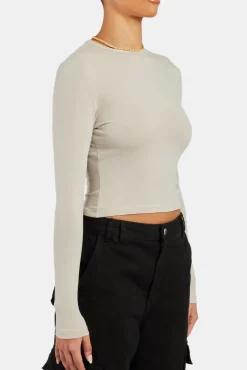 Women CLO-TOP-TEE Long Sleeve Top - Stone