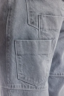 CLO-BOT-DEN Mens Relaxed Turn Up Denim Jean - Washed Grey