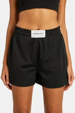 Women CLO-BOT Mesh Shorts With Label - Black