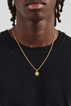 JWL-PEND Micro Compass Rope  Necklace - 12mm - Gold