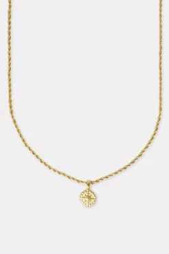 JWL-PEND Micro Compass Rope  Necklace - 12mm - Gold
