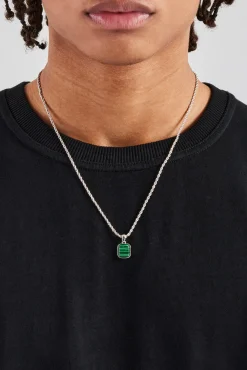 JWL-PEND Micro Green Malachite Rope Necklace - 12mm