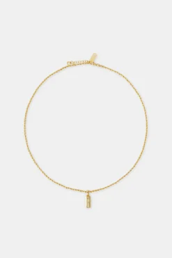JWL-PEND Micro Polished Bar Rope Necklace - 15mm - Gold