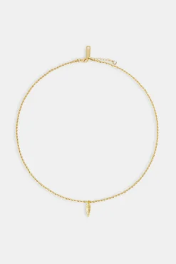 JWL-PEND Micro Polished Feather Rope Necklace - 15mm - Gold