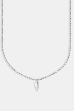 JWL-PEND Micro Polished Feather Rope Necklace - 15mm