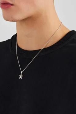 JWL-PEND Micro Polished Star Cuban Necklace - 15mm