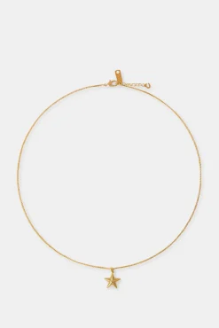JWL-PEND Micro Polished Star Cuban Necklace - 15mm - Gold