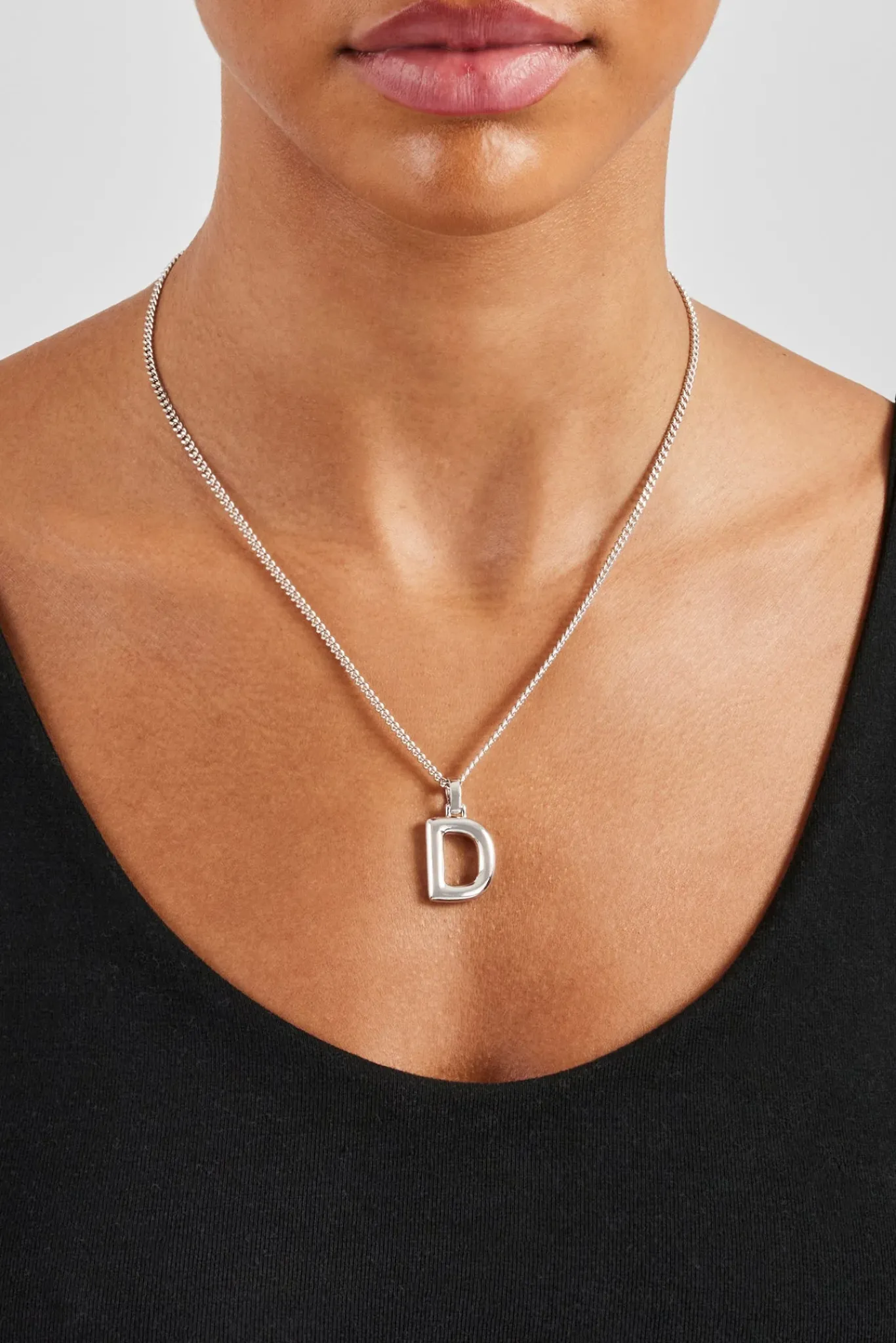 Women JWL-PEND Mini Polished Balloon Letter Pendant & 3mm Micro Cuban Chain - White