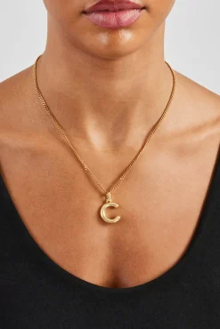 Women JWL-PEND Mini Polished Balloon Letter Pendant & 3mm Micro Cuban Chain - Gold
