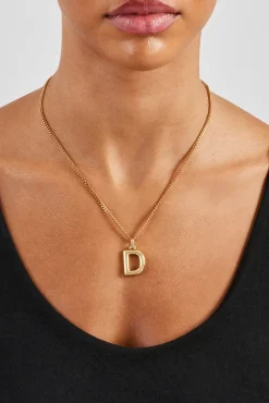 Women JWL-PEND Mini Polished Balloon Letter Pendant & 3mm Micro Cuban Chain - Gold