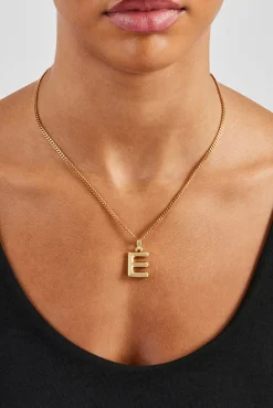 Women JWL-PEND Mini Polished Balloon Letter Pendant & 3mm Micro Cuban Chain - Gold