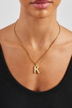 Women JWL-PEND Mini Polished Balloon Letter Pendant & 3mm Micro Cuban Chain - Gold