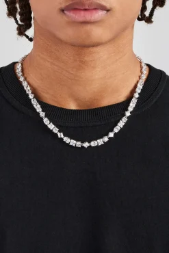 JWL-CHN Mixed Shape Clear Stone Tennis Chain - 6mm