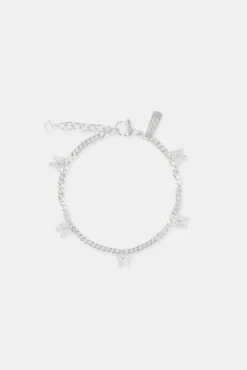 Women JWL-BRA 3mm Butterfly Drop Cuban Bracelet - White
