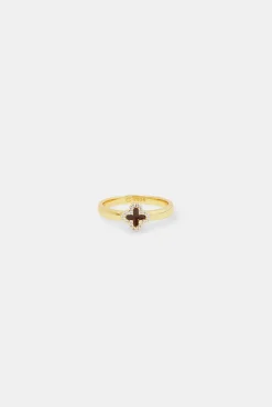 Women JWL-RNG 6mm Chocolate Enamel Motif Band Ring - Gold