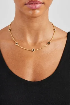 Women JWL-CHN 10mm Chocolate Enamel Motif Rolo Link Chain - Gold