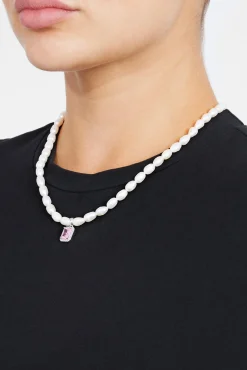 Women JWL-NECK-PRL 6mm Freshwater Pearl & Pink Gemstone Necklace
