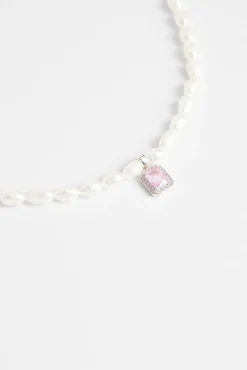 Women JWL-NECK-PRL 6mm Freshwater Pearl & Pink Gemstone Necklace