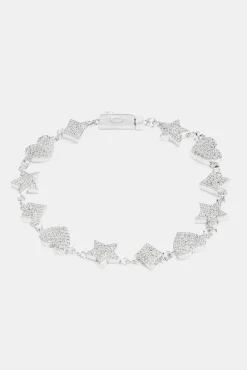 JWL-BRA 10mm Iced CZ Motif Tennis Bracelet