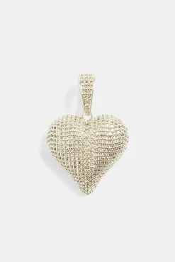 Women JWL-PEND 28mm Iced CZ Pave Heart Pendant