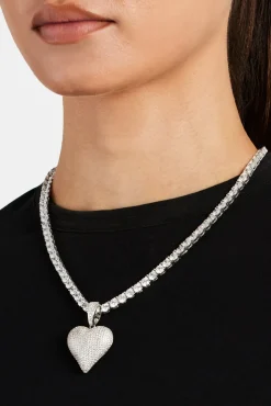 Women JWL-PEND 28mm Iced CZ Pave Heart Pendant