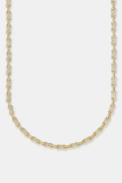 Women JWL-CHN 2mm Iced Infinity Link Chain - Gold