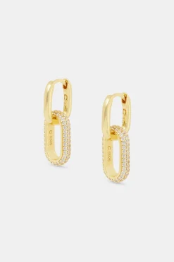 Women JWL-EAR 18mm Iced Link Hoop Earrings