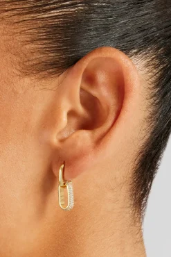 Women JWL-EAR 18mm Iced Link Hoop Earrings
