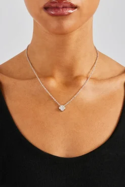 Women JWL-NECK 10mm Iced Motif Necklace - White