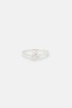 Women JWL-RNG 8mm Iced Pave Motif Ring - White