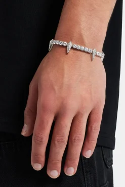JWL-BRA 5mm Iced Pave Spike Tennis Bracelet