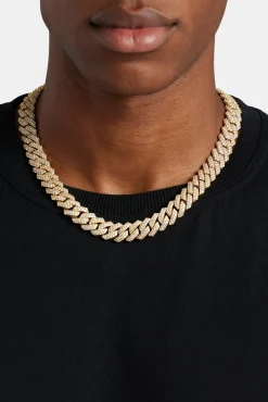 JWL-CHN 14mm Iced Prong Link Chain - Gold