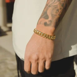 JWL-BRA 12mm Miami Cuban Link Bracelet - Gold
