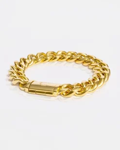 JWL-BRA 12mm Miami Cuban Link Bracelet - Gold