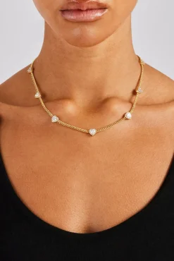 Women JWL-CHN 2.5mm Micro Cuban Multi Heart Cz Chain - Gold