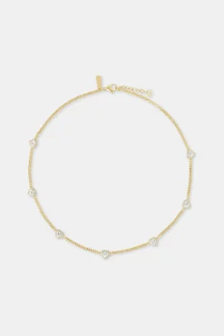 Women JWL-CHN 2.5mm Micro Cuban Multi Heart Cz Chain - Gold